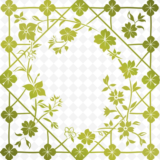 PSD un dessin floral vert et blanc avec un motif de fleur verte