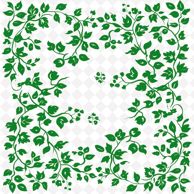 Un Dessin Floral Vert Avec Des Feuilles Vertes Et Des Fleurs Sur Un Fond Blanc