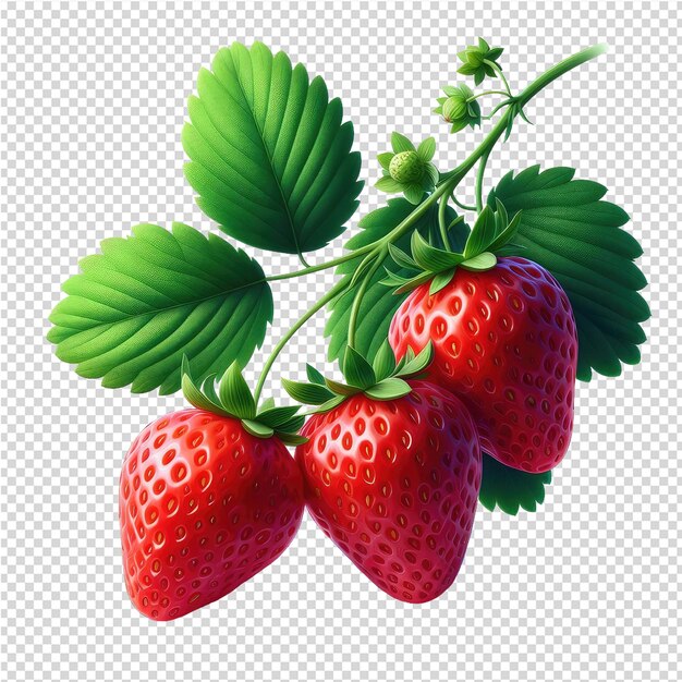 PSD un dessin de fraises avec une feuille verte