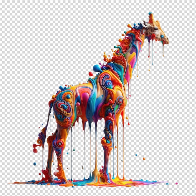 PSD un dessin d'une girafe avec les couleurs de la peinture dessus