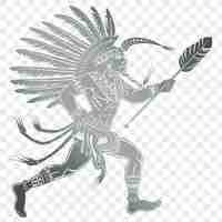PSD un dessin d'un guerrier amérindien avec une épée