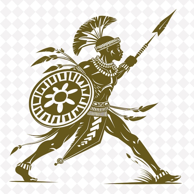 PSD un dessin d'un guerrier avec une épée et un bouclier