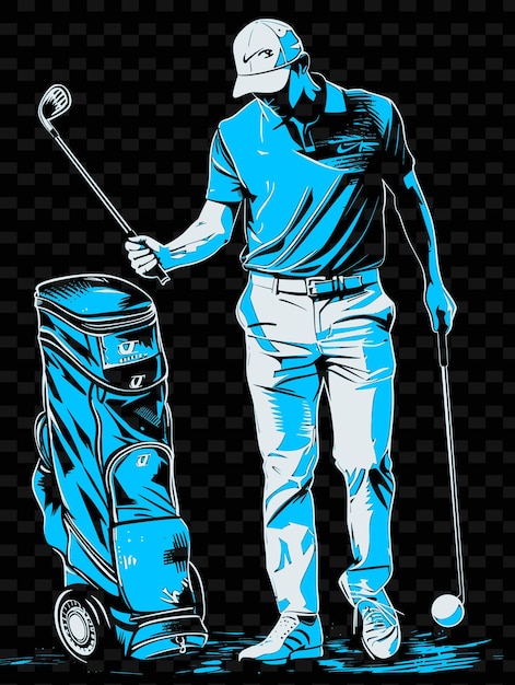 Un Dessin D'un Homme Avec Un Club De Golf Sur Le Dos