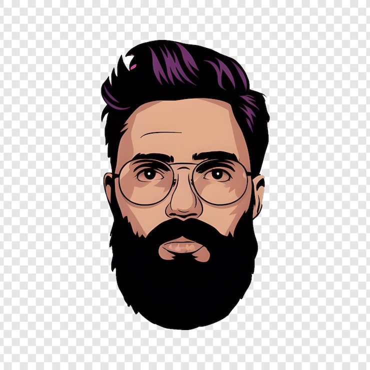 PSD un dessin d'un homme avec des lunettes et une barbe