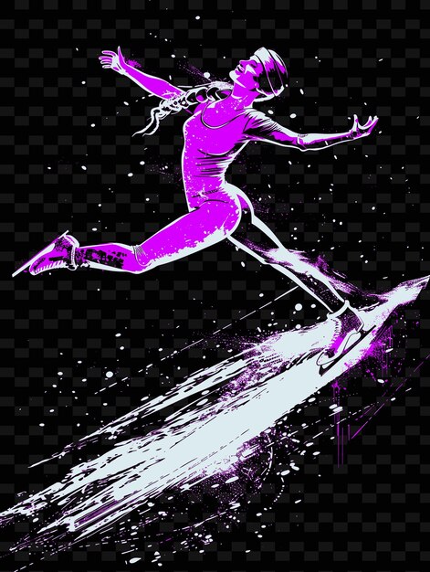 PSD un dessin d'un homme sur une planche de surf avec une chemise violette qui dit t-shirt