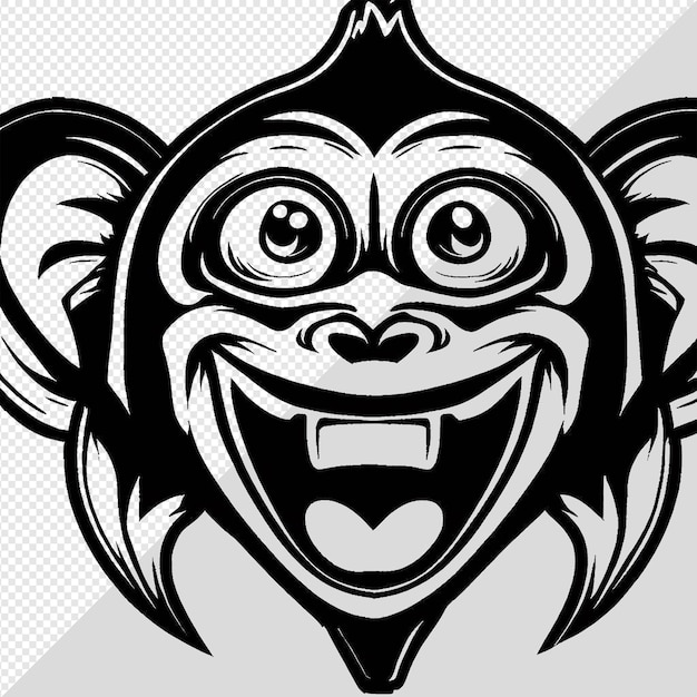 PSD dessin hyperealiste chimpanzé singe souriant dents de rire drôle isolé fond transparent