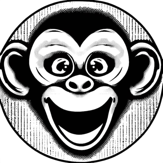 PSD dessin hyperealiste chimpanzé singe souriant dents de rire drôle isolé fond transparent