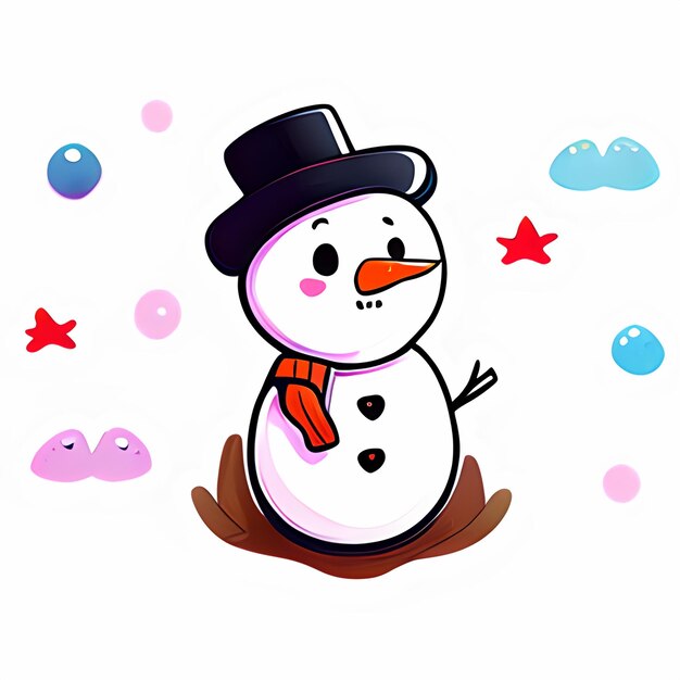 PSD dessin d'illustration du bonhomme de neige pour la fête de noël