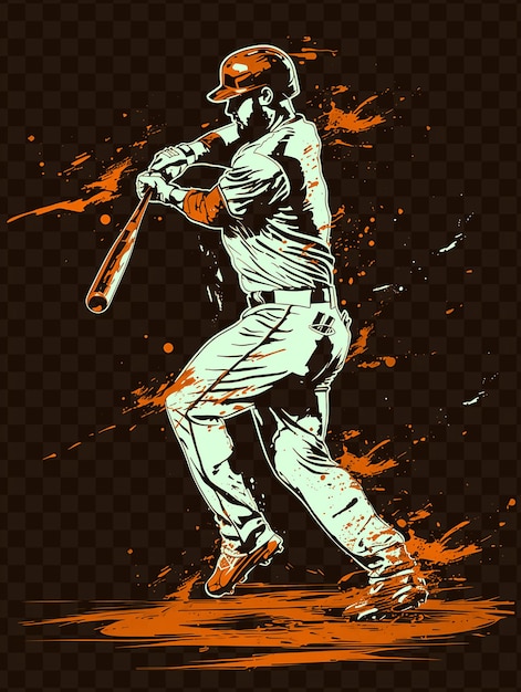 PSD un dessin d'un joueur de baseball avec une batte