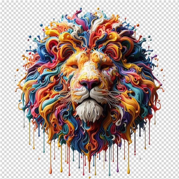 PSD un dessin d'un lion avec une crinière colorée