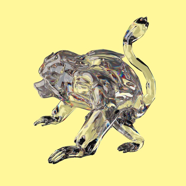 un dessin d'un lion avec une longue queue et une queue