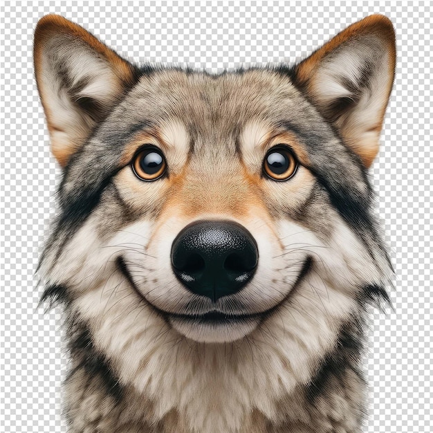 PSD un dessin d'un loup avec un nez noir et un nez noir