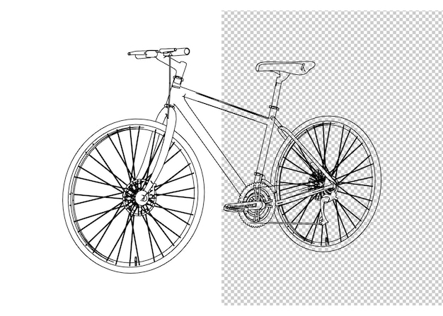 PSD dessin à la main du moteur et croquis en noir et blanc.