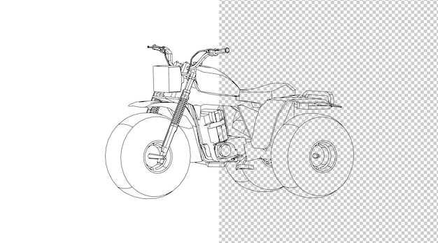 dessin à la main du moteur et croquis en noir et blanc.