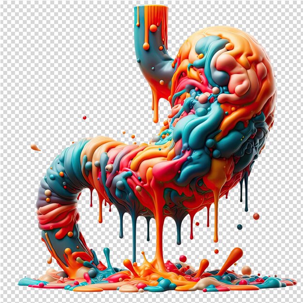 PSD un dessin d'un monstre avec des couleurs orange et bleue