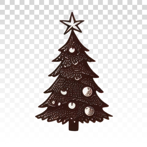 PSD dessin en noir et blanc de l'arbre de noël