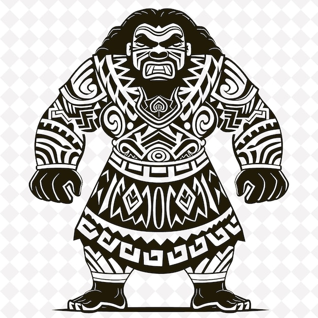 PSD un dessin en noir et blanc d'un gorille avec un motif tribal dessus