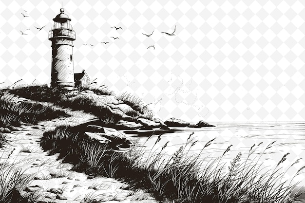 Un Dessin En Noir Et Blanc D'un Phare Par Personne