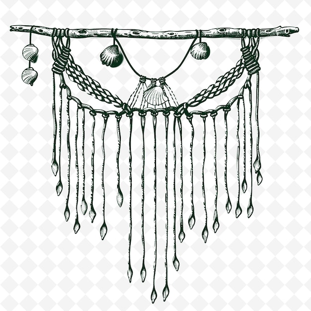 PSD un dessin en noir et blanc d'un rideau avec une guirlande suspendue et une corde avec les mots citez le w
