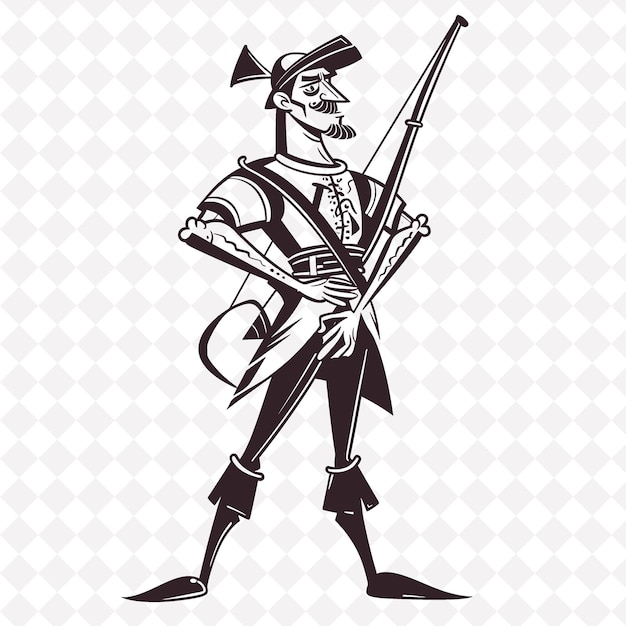 Un Dessin En Noir Et Blanc D'un Soldat Avec Un Pistolet Et Un Chapeau