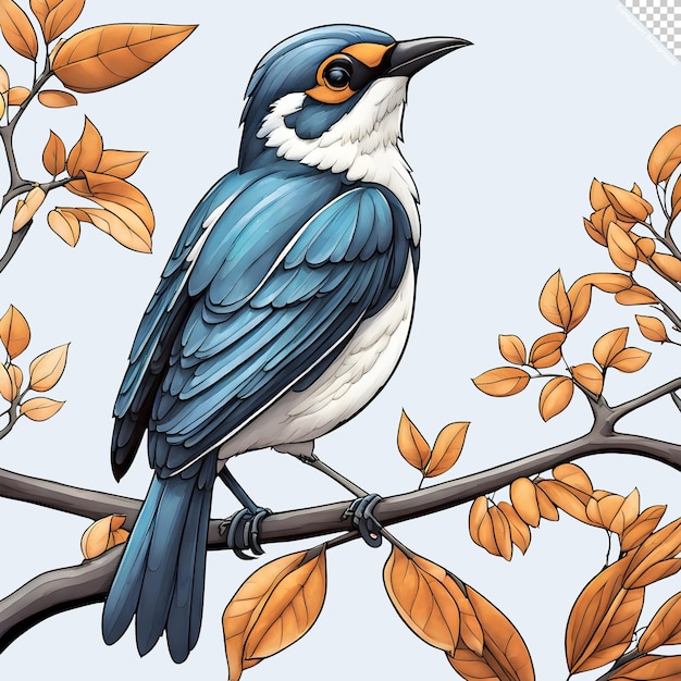 PSD un dessin d'un oiseau qui est sur un arbre