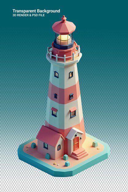 PSD un dessin d'un phare avec une maison au sommet