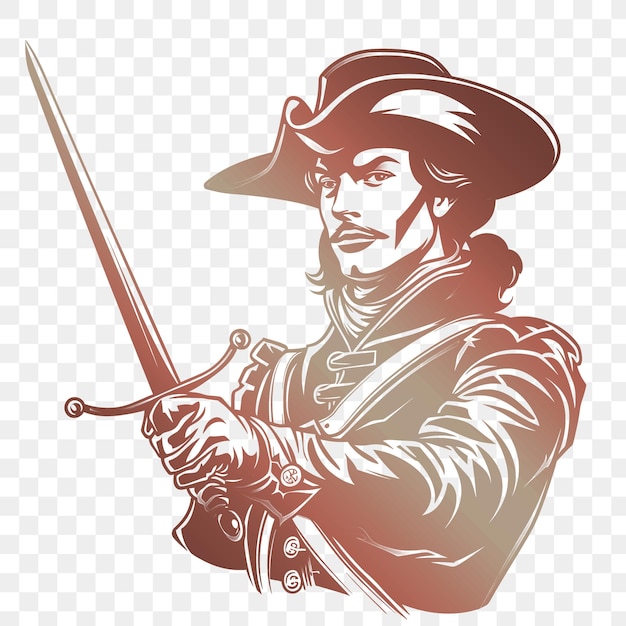 PSD un dessin d'un pirate avec une épée et le mot 