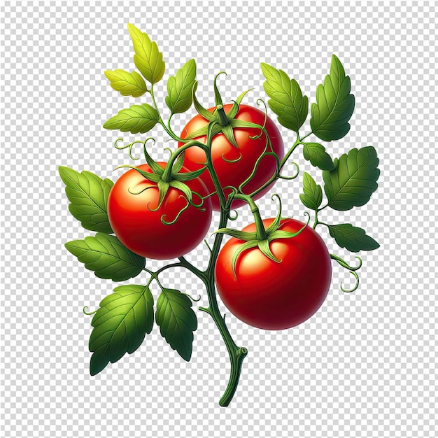 PSD un dessin d'une plante de tomate avec une feuille verte