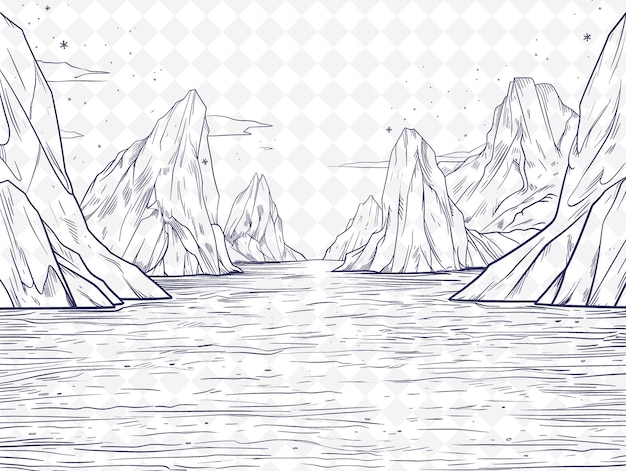 Un Dessin De Quelques Icebergs Dans L'eau