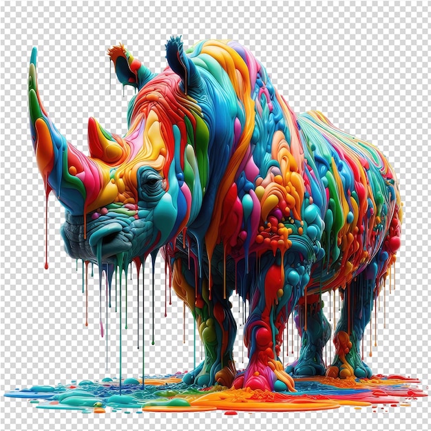 PSD un dessin d'un rhinocéros avec une coloration colorée dessus