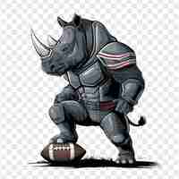 PSD un dessin d'un rhinocéros avec un football à la main