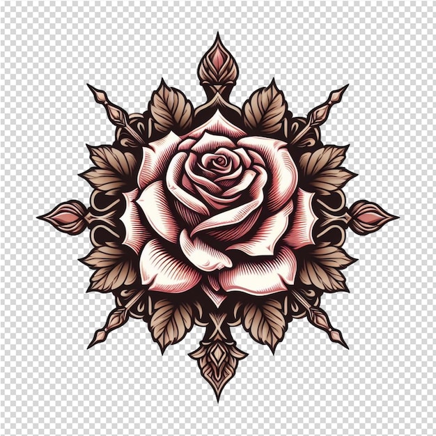 PSD un dessin d'une rose rose sur un fond transparent