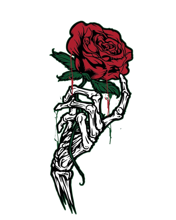 PSD un dessin d'une rose rouge avec une feuille verte dessus