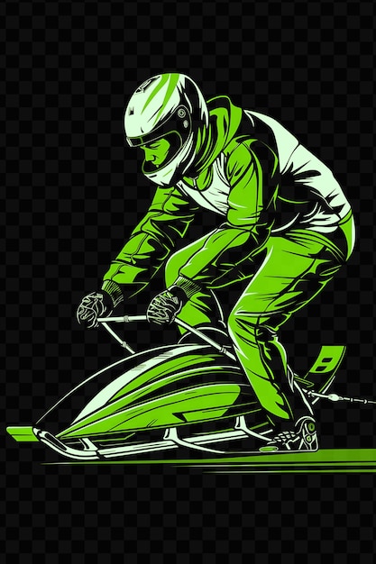 PSD un dessin d'un snowboarder sur un fond vert