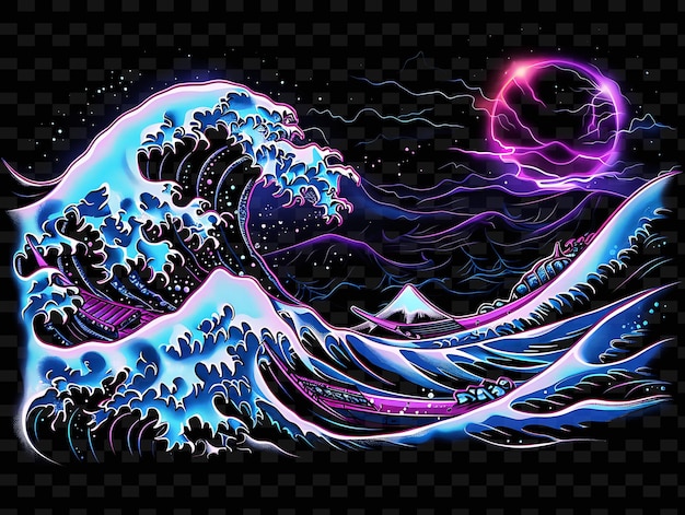 Un Dessin D'un Surfeur Avec Une étoile Violette Sur Le Fond