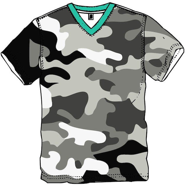 Dessin De T-shirt Avec Camouflage à Motif