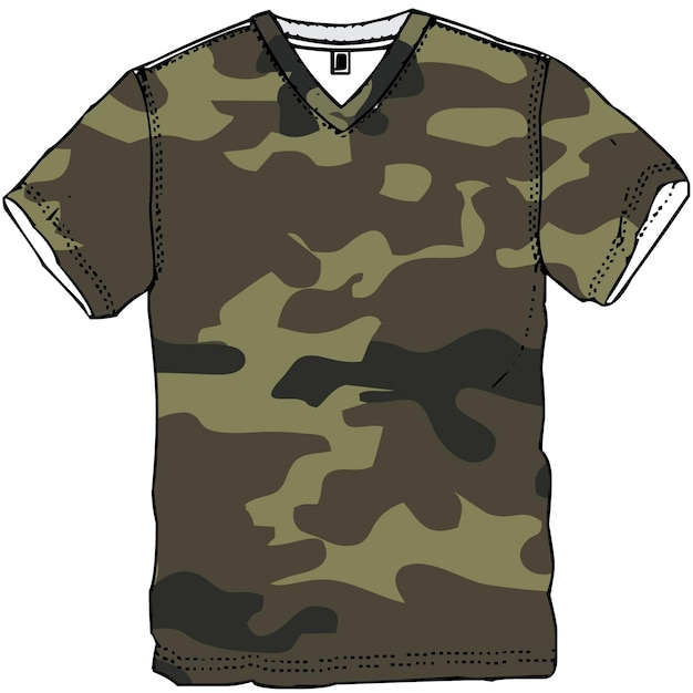 Dessin De T-shirt Avec Camouflage à Motif