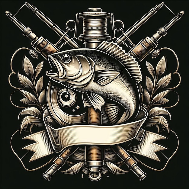 PSD dessin de t-shirt de pêche