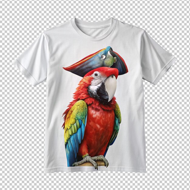 Un Dessin De T-shirt De Pirate Perroquet Sur Un Fond Transparent