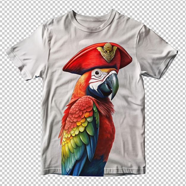 Un Dessin De T-shirt De Pirate Perroquet Sur Un Fond Transparent