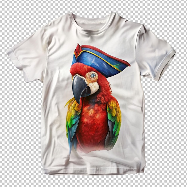 PSD un dessin de t-shirt de pirate perroquet sur un fond transparent