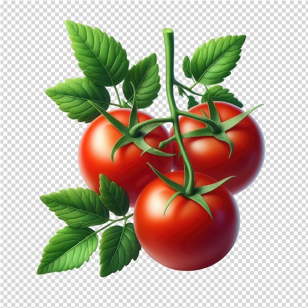 PSD un dessin d'une tomate avec une feuille verte dessus