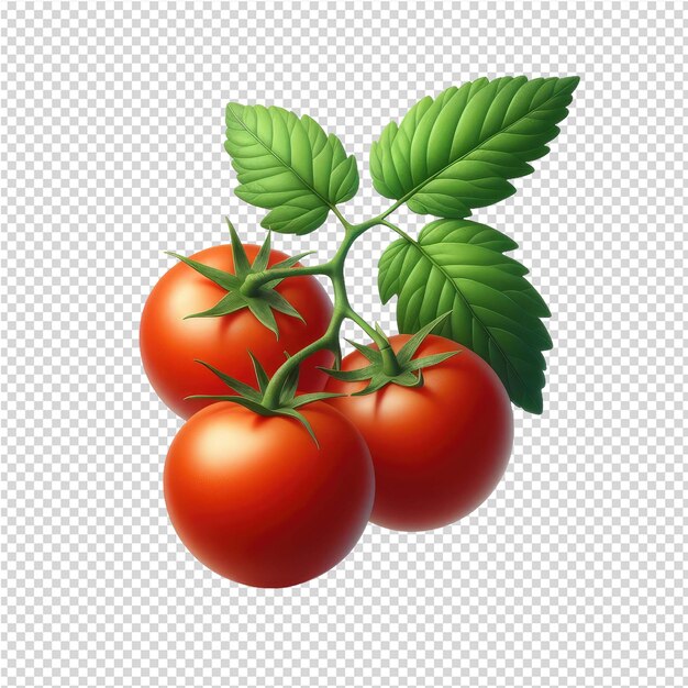 PSD un dessin d'une tomate avec une feuille verte dessus