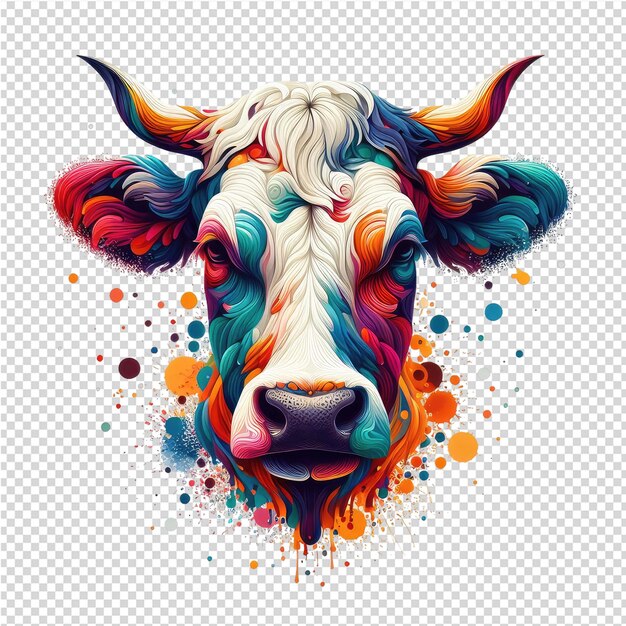 Un Dessin D'une Vache Avec Un Fond Coloré