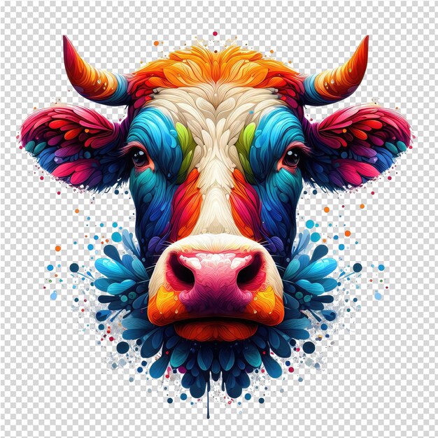 PSD un dessin d'une vache avec un fond coloré