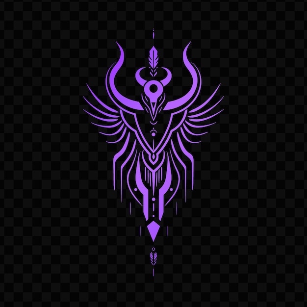 PSD dessin violet et violet d'un dragon avec les mots dieu sur un fond noir