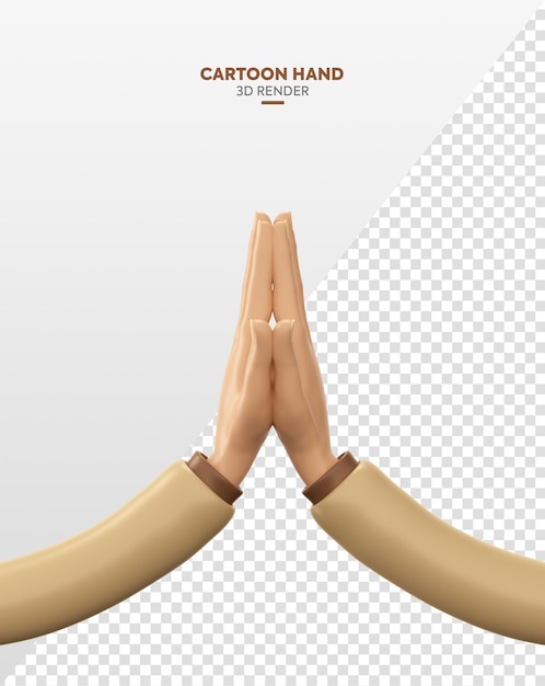 PSD des dessins animés où les mains prient croisent l'élément 3d