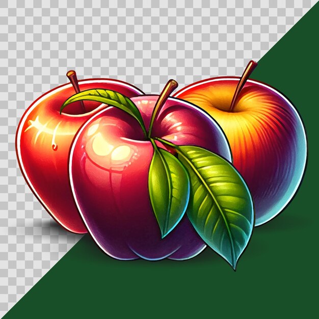 PSD des dessins d'illustration à trois pommes.