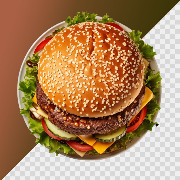 Le Dessus Du Hamburger Psd Isolé Sur Un Fond Transparent