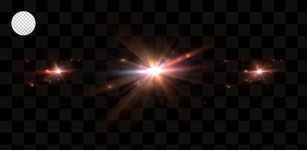 Un destello brillante de efecto de luz sobre un fondo transparente